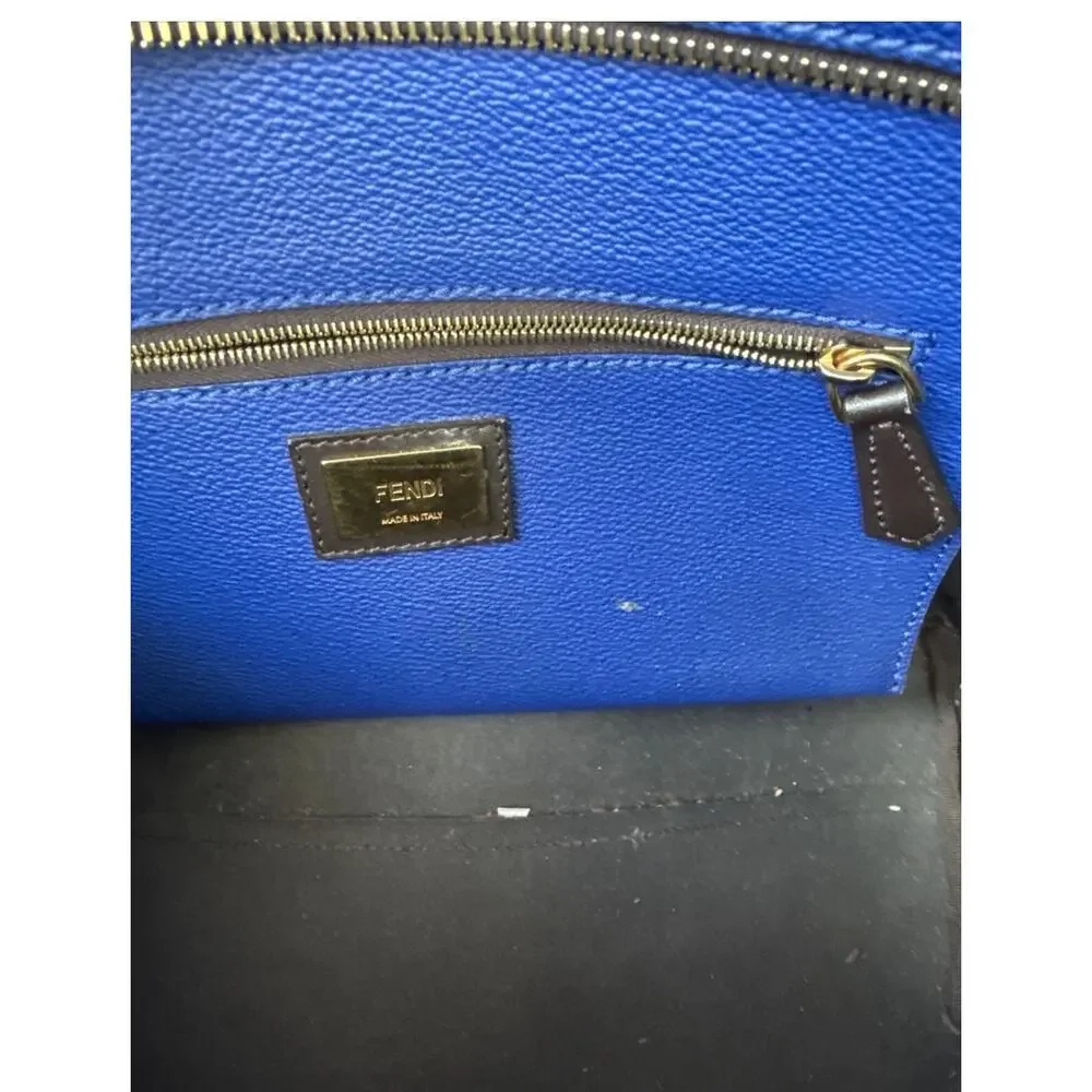 Fendi Ombre Zucca Spalmati Medium Roll Tote Tobacco Turquoise EUC - Picture 7 of 11